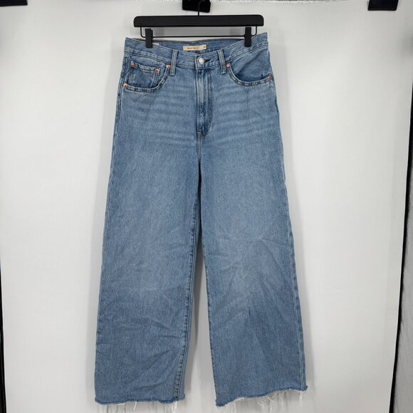Levi’s premium Ribcage Wide Leg  Woman’s  jeans raw edge hem woman’s 30 x 32 cot - Picture 1 of 13